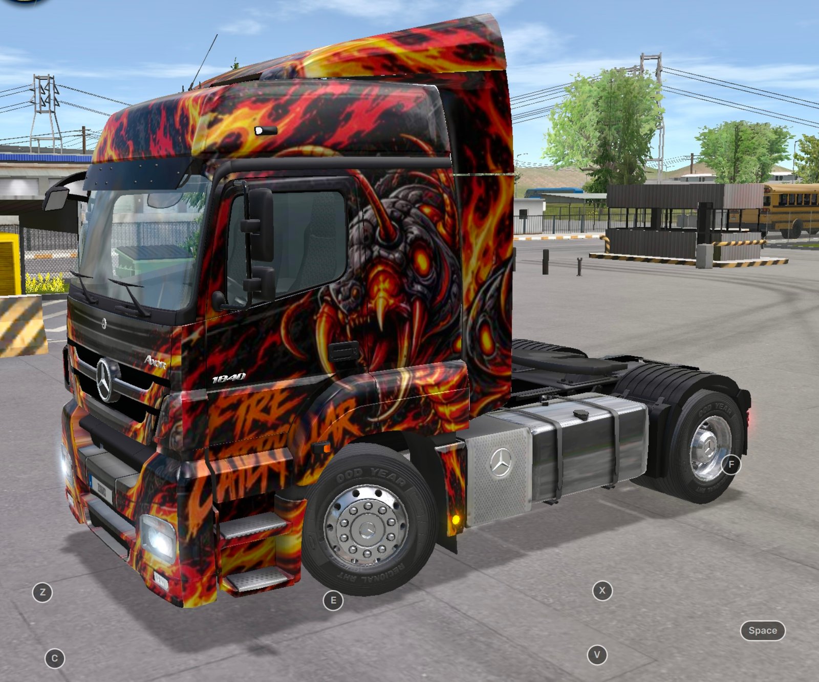 BENZ AXOR 1840 FIRE CATERPILLAR PREMIUM SKIN